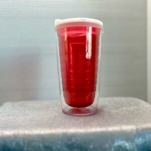 16oz Tervis tumbler clear red with white lid
